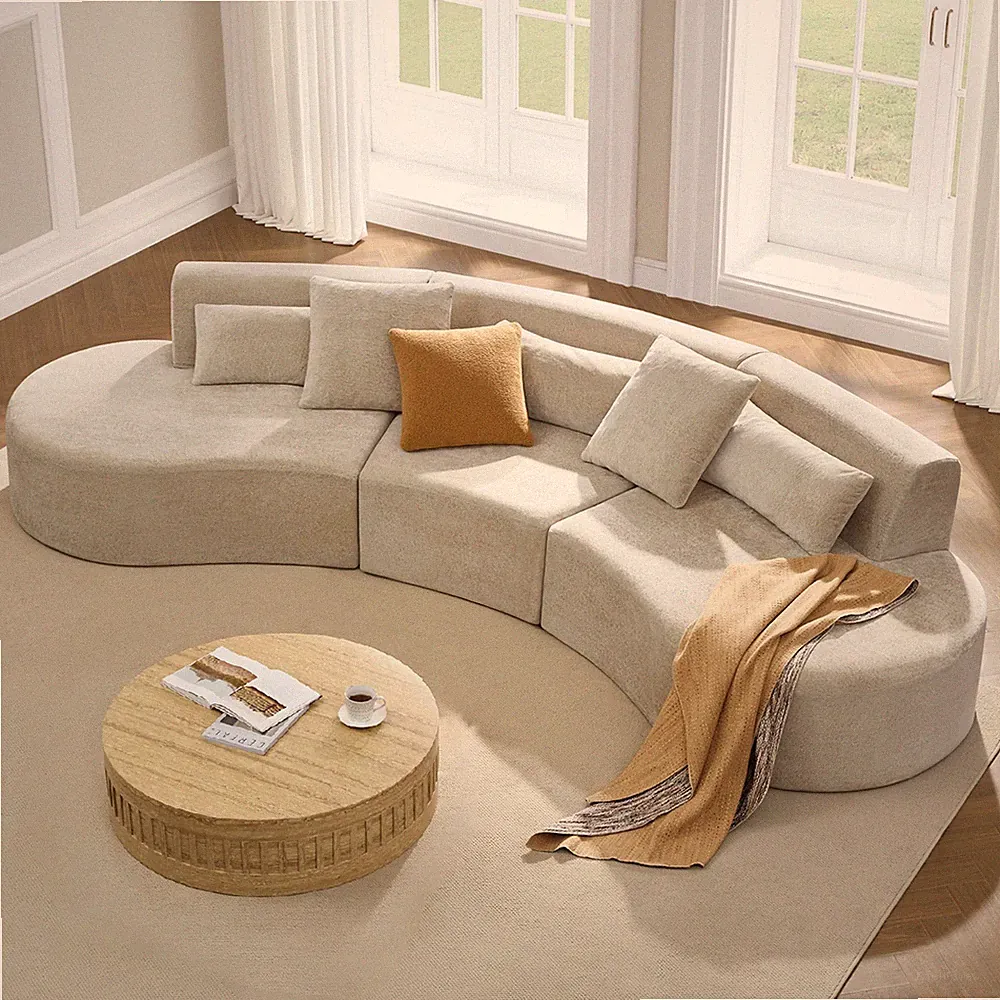 CHITA Curved Sectional Sofa Modular Cloud Boneless Couch,Comfy Chenille Sofas