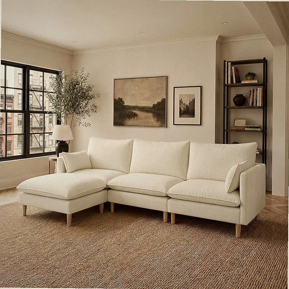 CHITA L-Shaped Modular Cloud Sectional Sofa Couch for Living Room, Cream