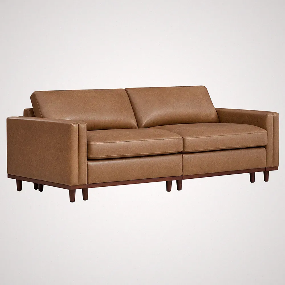 CHITA Leather U-Shape Couch Down-Filled Modular Sectional Sofa for Living Room