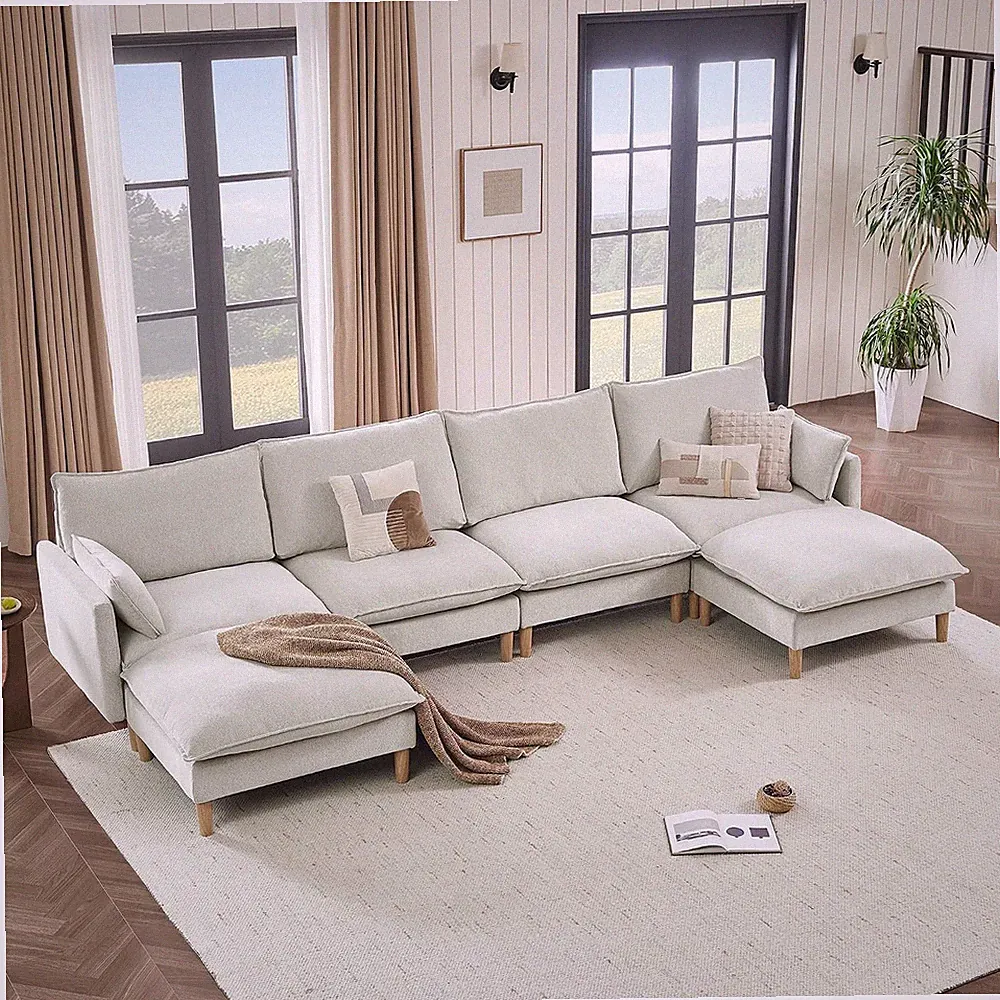 CHITA U-Shaped Modular Cloud Sectional Sofa Couch for Living Room, Gray | Mid Ce