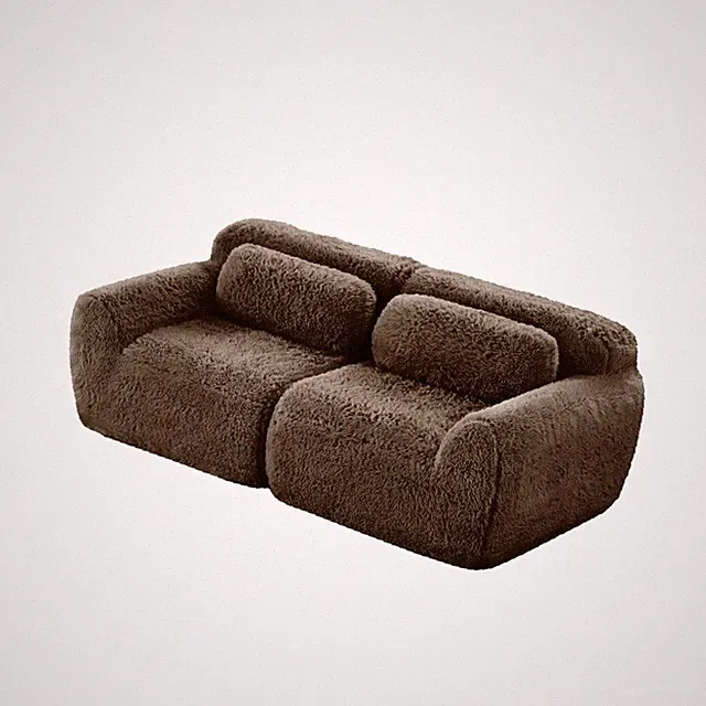 Chocolate 2-Seater Modular Sofa, -Soft Plush Fabric, Ergonomic Design, No