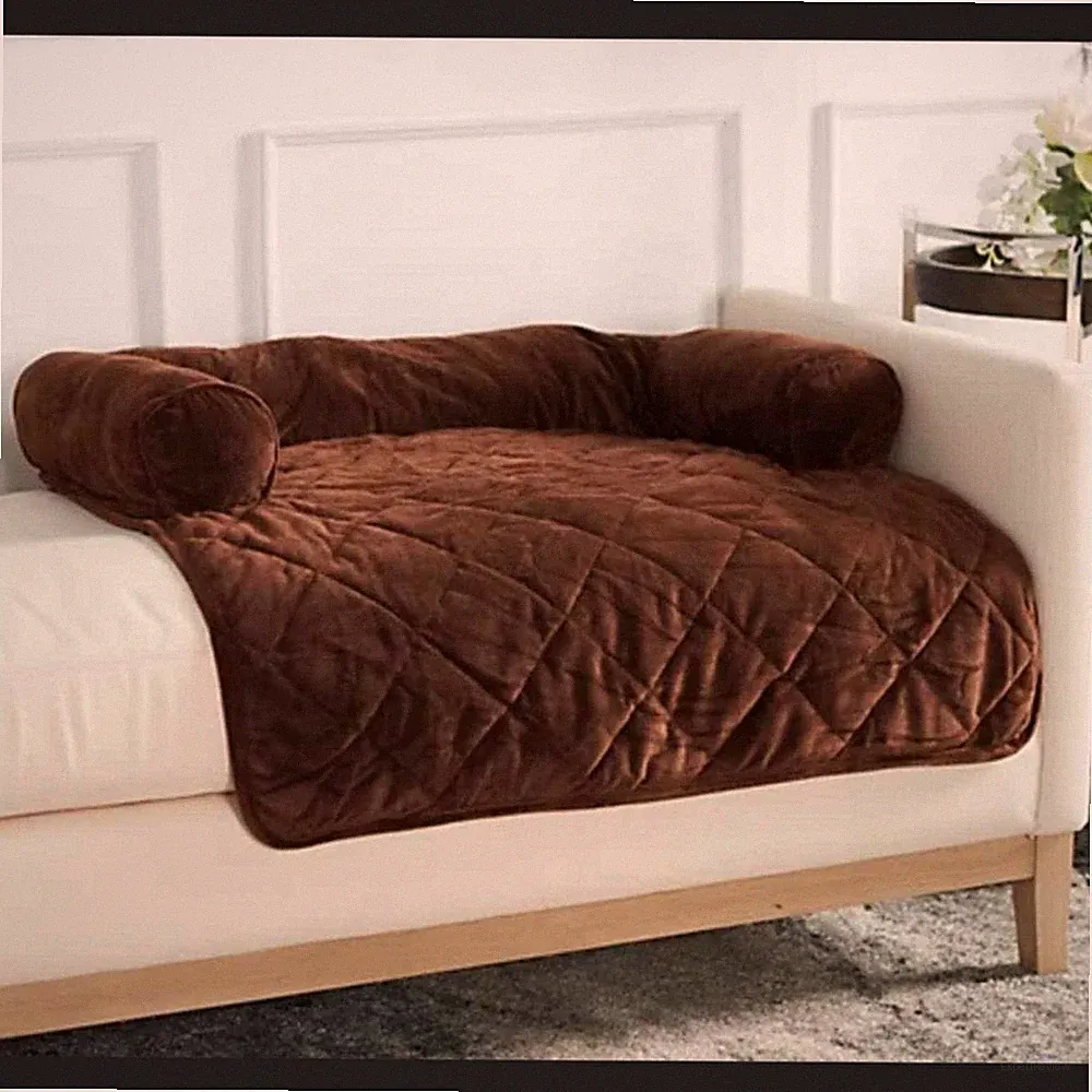 Chocolate Brown Burrow Bud Couch& Chair Protector Pet Bed
