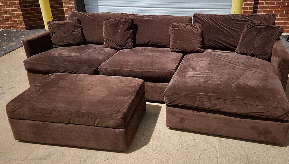 Chocolate colored Crate and Barrel sectional sofa set