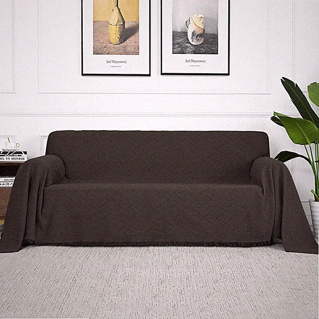 Chocolate Geometrical Sofa Covers Sectional Couch Covers for 2 Cushion Couch...