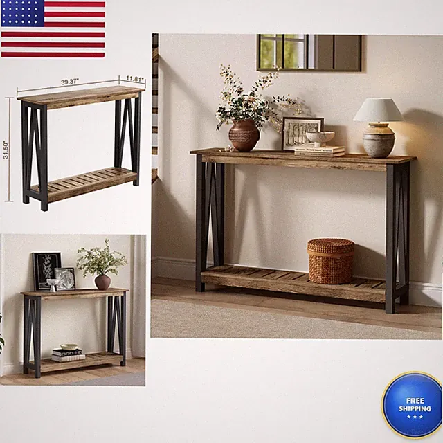 ChooChoo Farmhouse Console Table Narrow Sofa Table Entryway 40 Inch