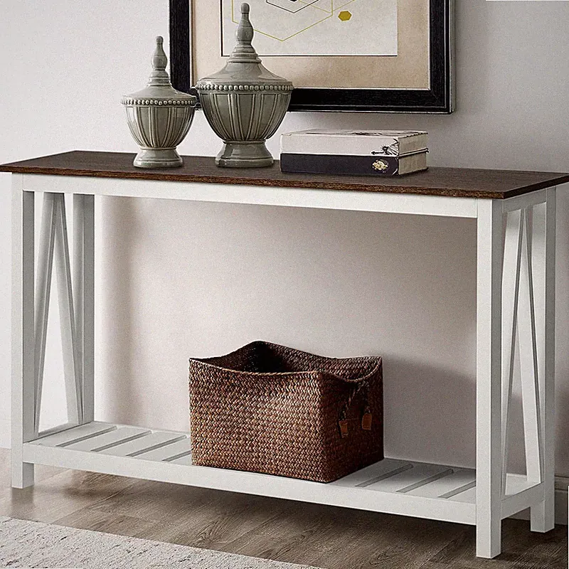 Choochoo Farmhouse Console Table Rustic Vintage Narrow Sofa Table For Entryway