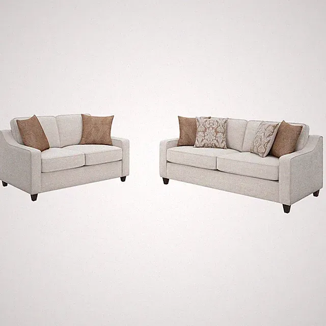 Christine 2-piece Upholstered Sloped Arm Sofa Set Beige