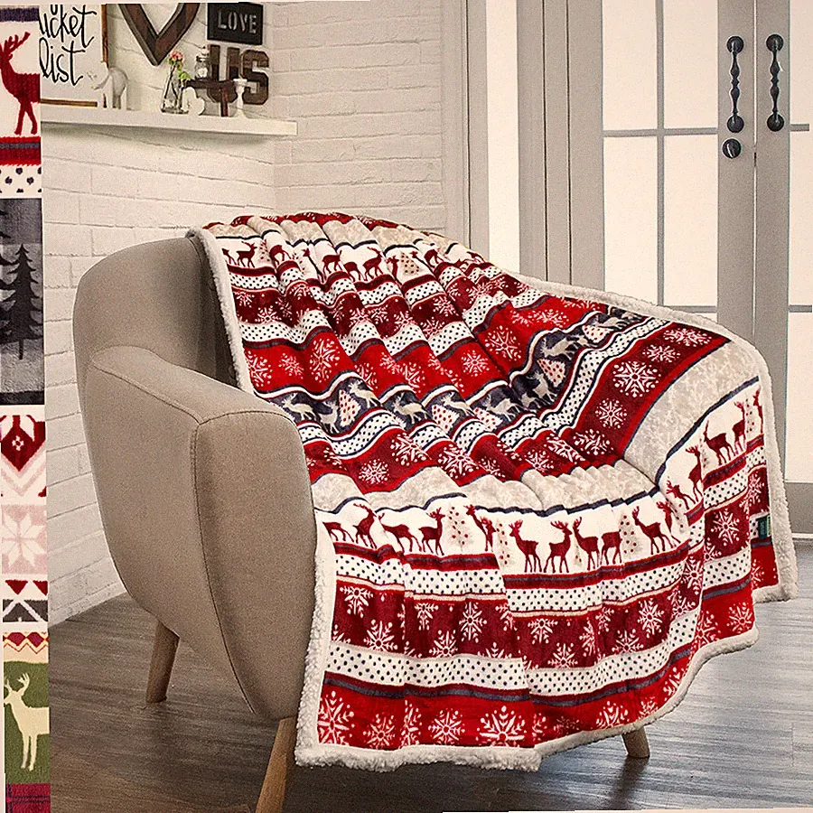 Christmas Blanket Microfiber Fleece Plaid Blanket Throw for Couch Sofa Bed Chair