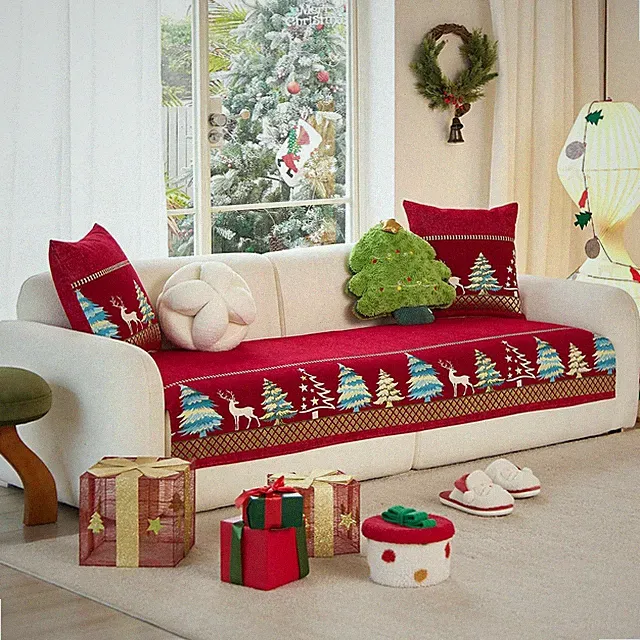Christmas Couch Covers for Pets Xmas Washable Sofa Covers for Dogs Christmas Tre