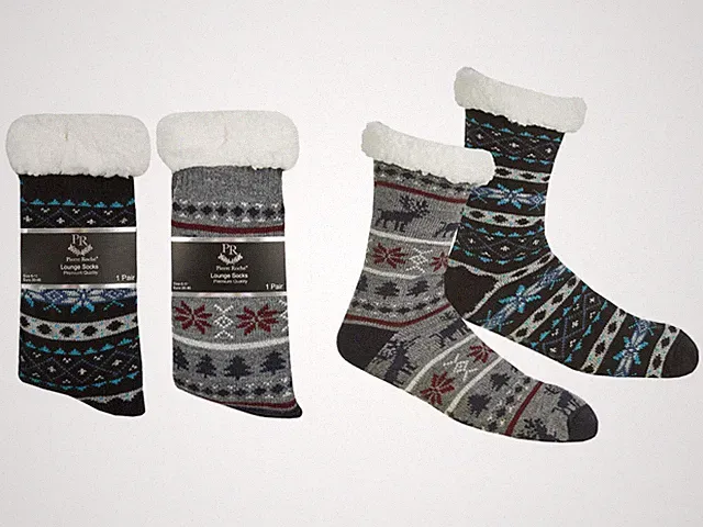 Christmas Mens Fleece Lounge Bed & Slipper Socks 2 Pairs Warm Thermal UK 6‑11
