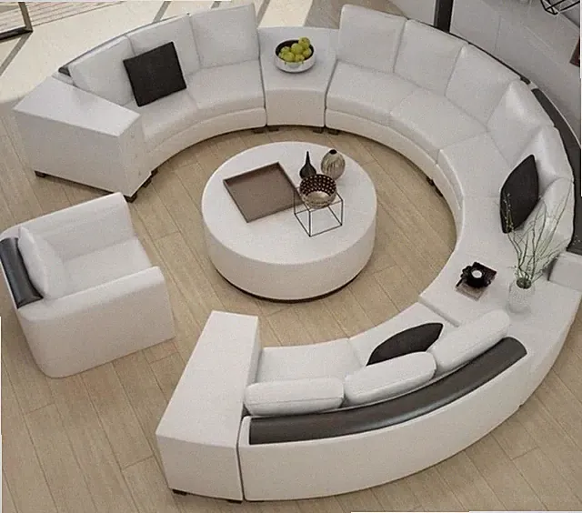 Circular Luxurious Leather Sofa Set