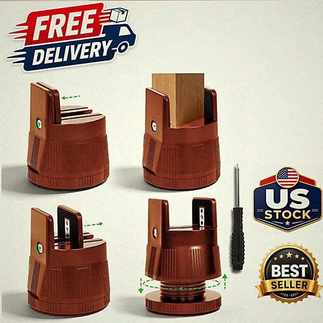 Clamp-On Furniture Risers for Bed Sofa Table Legs Adjustable Height Brown