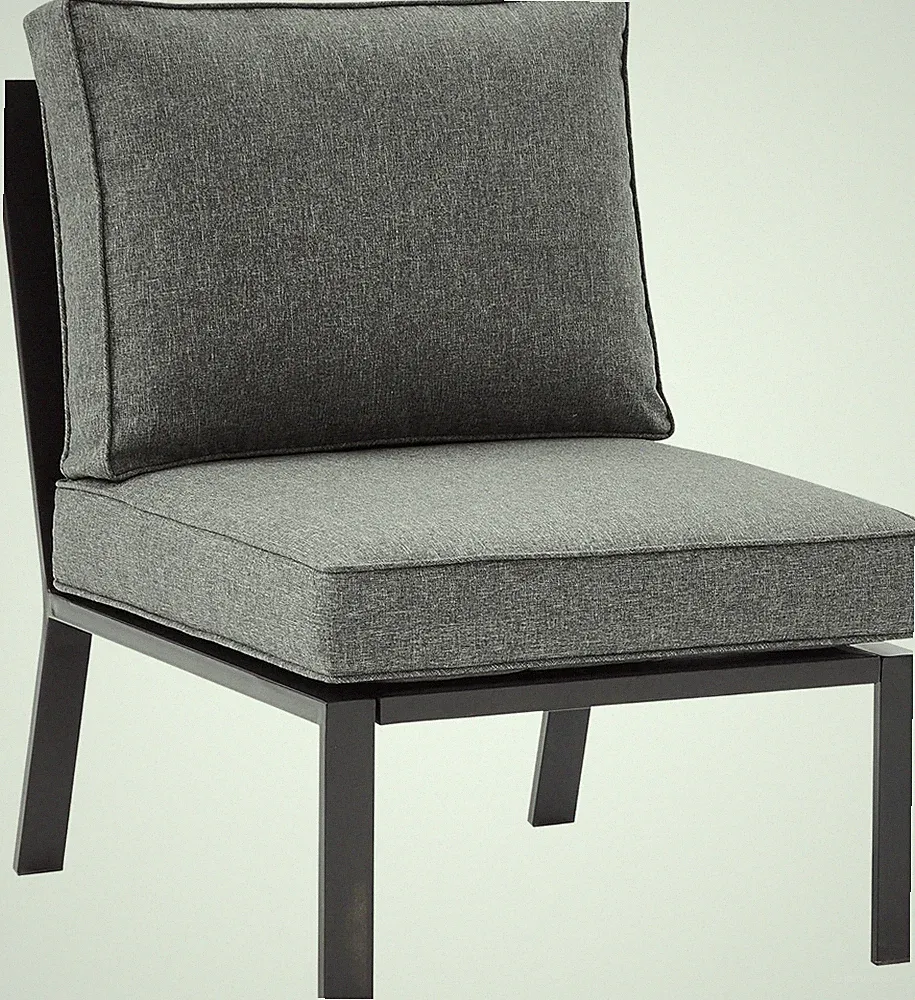 Clark Armless Outdoor Sectional Chair with Charcoal Cushions - Matte Black