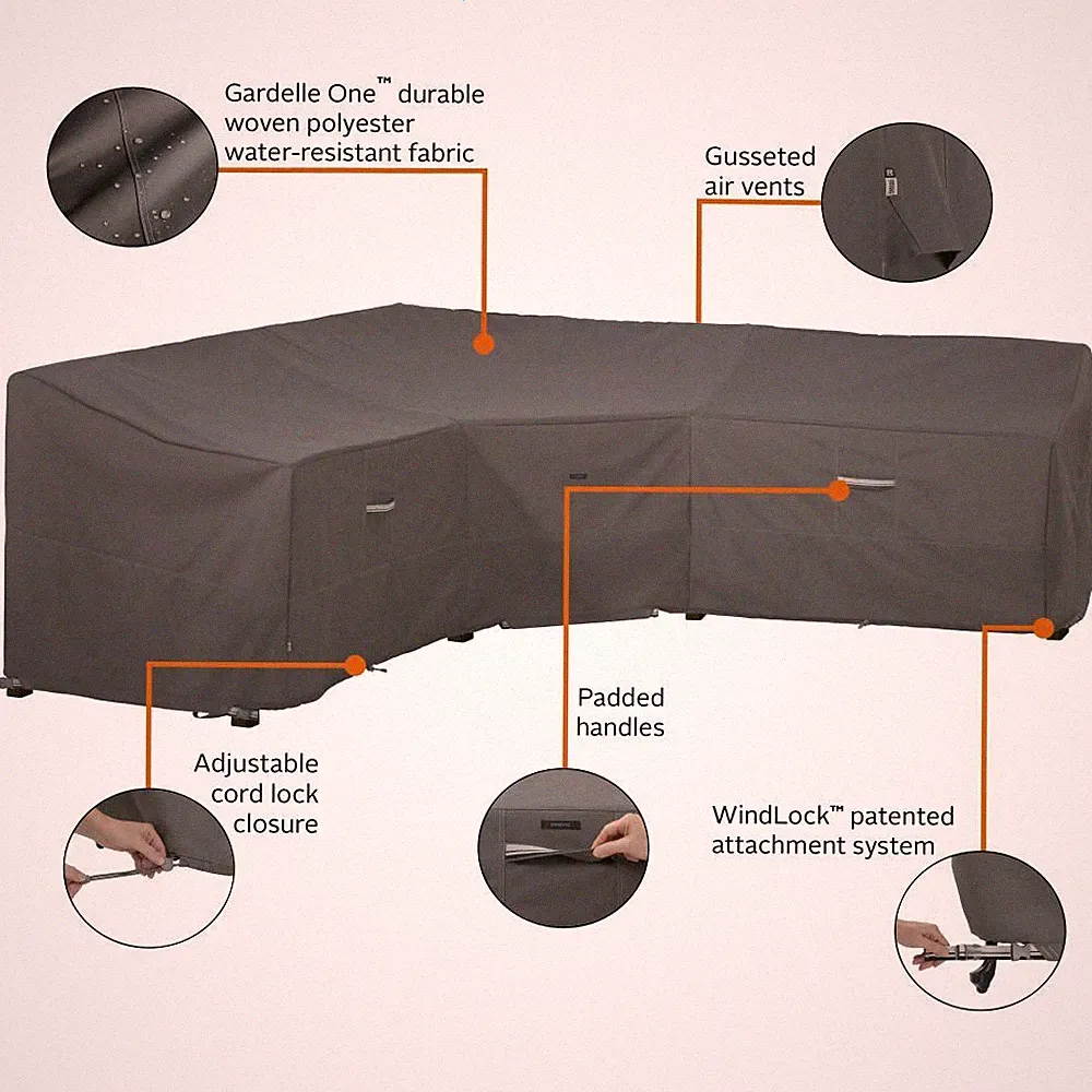 Classic Accessories Brown Ravenna Patio V Sectional Sofa Cover 56-032-015101-EC