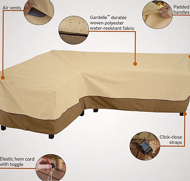 Classic Accessories L-Shaped Outdoor Patio Cover, Left, 104"L x 83"Lx31"H