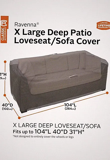 Classic Accessories Ravenna Water-Resistant 104 Inch Patio Sofa/Loveseat Cover