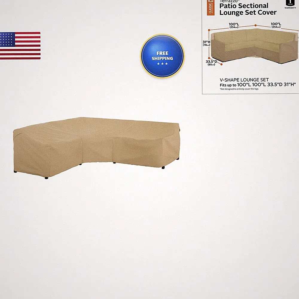 Classic Accessories Terrazzo 100 Inch V-Shaped Sectional Lounge Set Cover