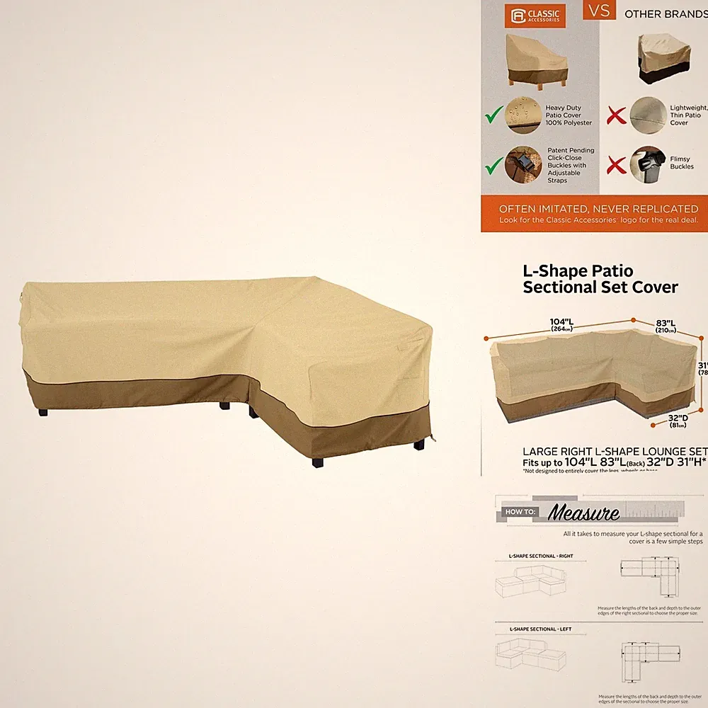 Classic Accessories Veranda 104 Inch Right-Facing Sectional Lounge Set Cover