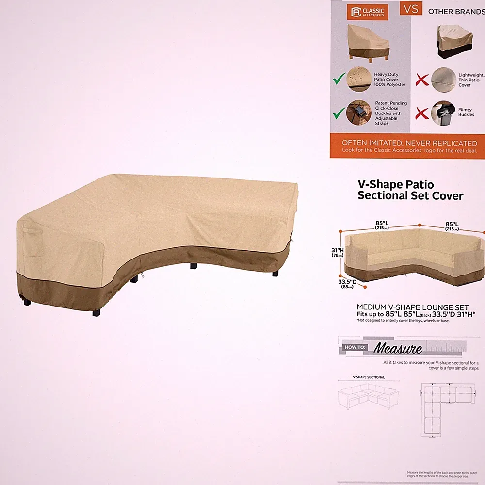 Classic Accessories Veranda Water-Resistant 85 Inch Patio V-Shaped Sectional