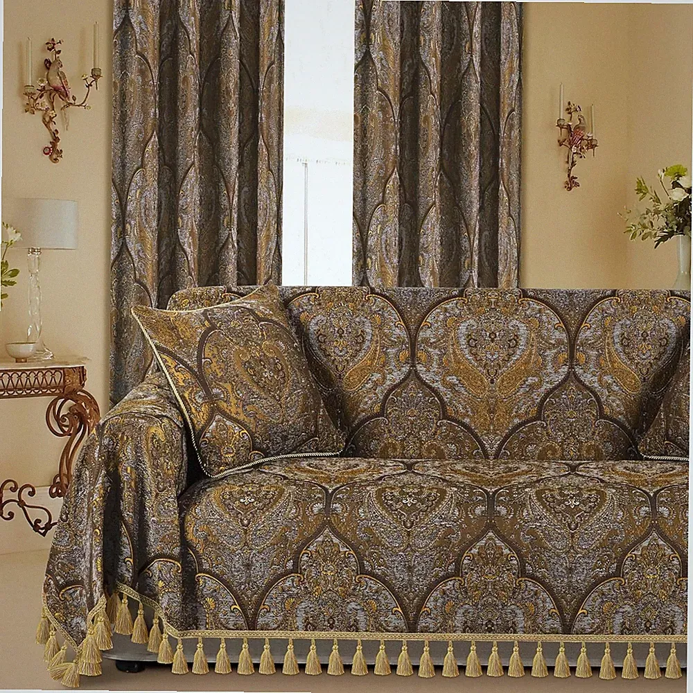 Classic Antique Couch Slipcover, Luxury Sofa Cover, 71x118"//-~//