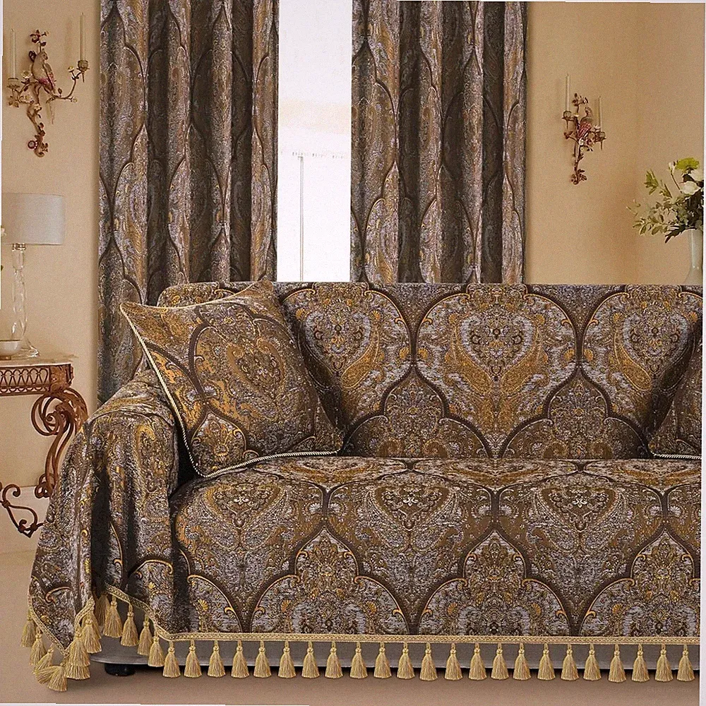 Classic Antique Couch Slipcover, Luxury Sofa Cover, 71x118"//^