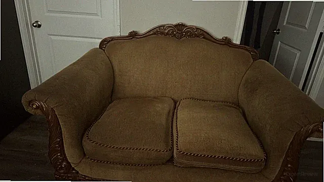 Classic brown Loveseat With Vintage Oak Finish