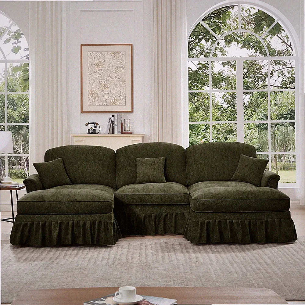 Classic Comfy Modular U Shape Sectional Sofa Couch with Flared Arms and Removab