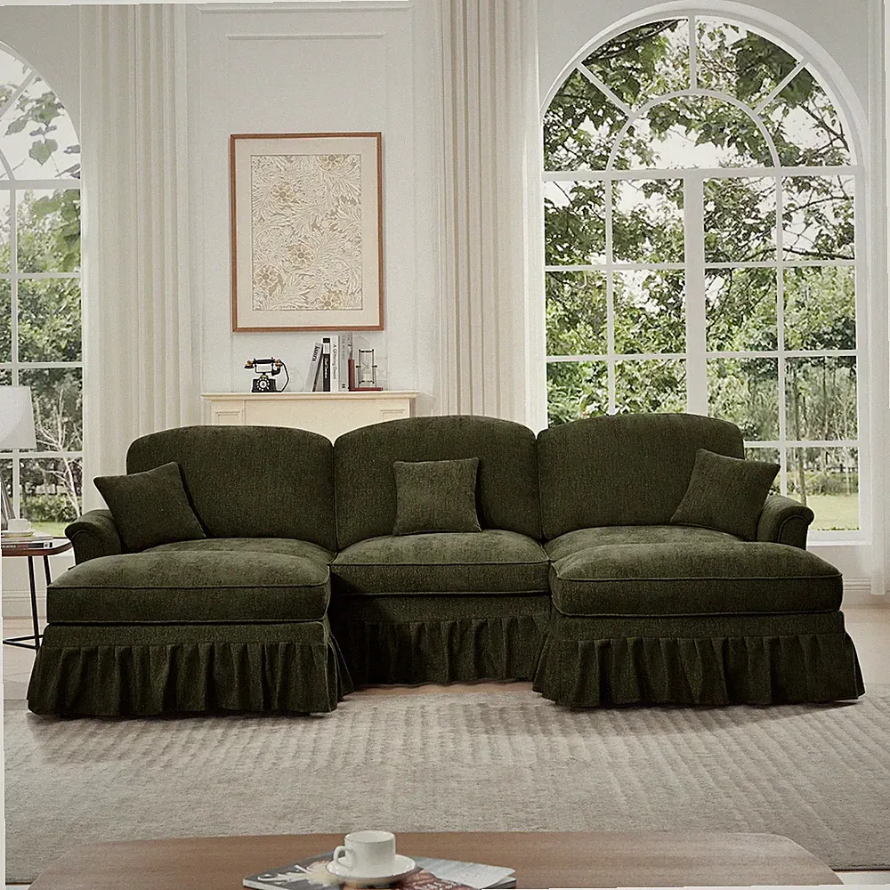 Classic Comfy Modular U Shape Sectional Sofa Couch with Flared Arms and Removabl