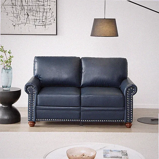 Classic Faux Leather Sofa Upholstered Couch with Nailhead Trim Removable Cushion