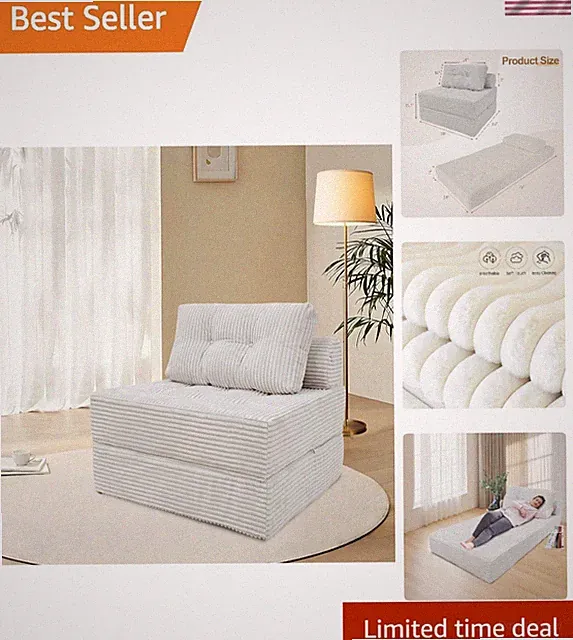 Classic Tufted Memory Foam Chair Bed - Stylish Coziness for Limited Spaces