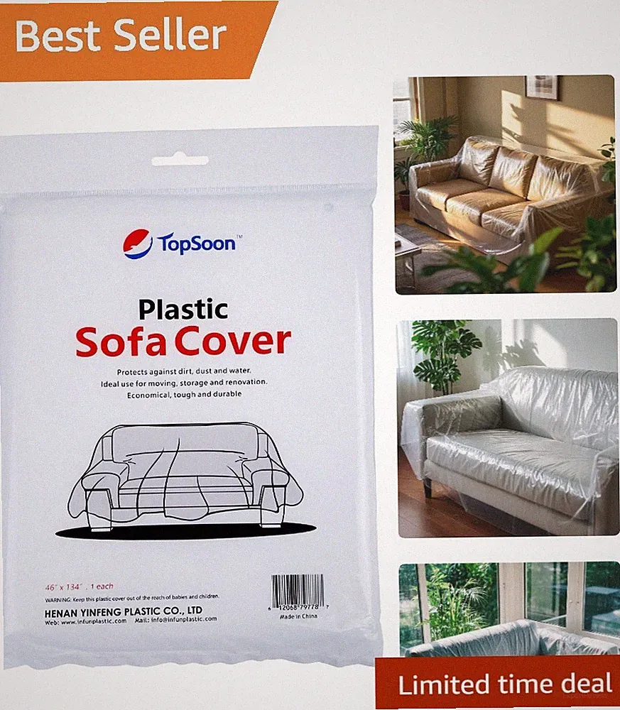 Clear Couch Cover - 46-Inch Wide, Ideal for Moving & Dust Protection