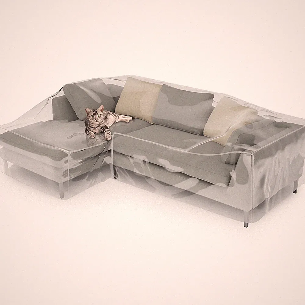 Clear l Shape Couch Cover 106" x 59" x 42" Thick Heavy Duty Waterproof Shield...