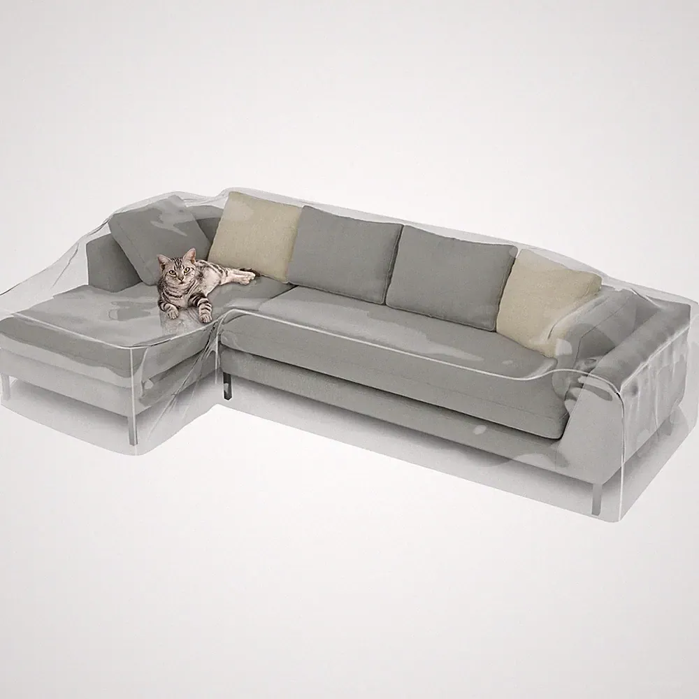 Clear L Shape Couch Cover 131" x 74" x 41" Thick Heavy Duty Waterproof Shield...