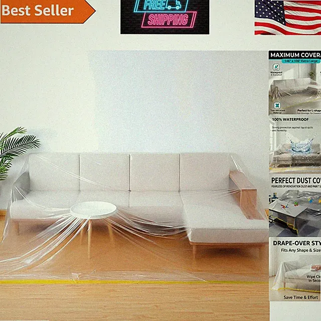 Clear L-Shape Plastic Couch Cover: Protect Your Large Sectional Sofa & Furniture
