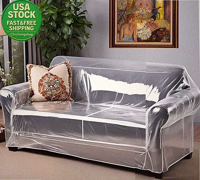 Clear Plastic Loveseat Cover Heavy Duty Waterproof Vinyl 2 Seat Sofa Slipcover