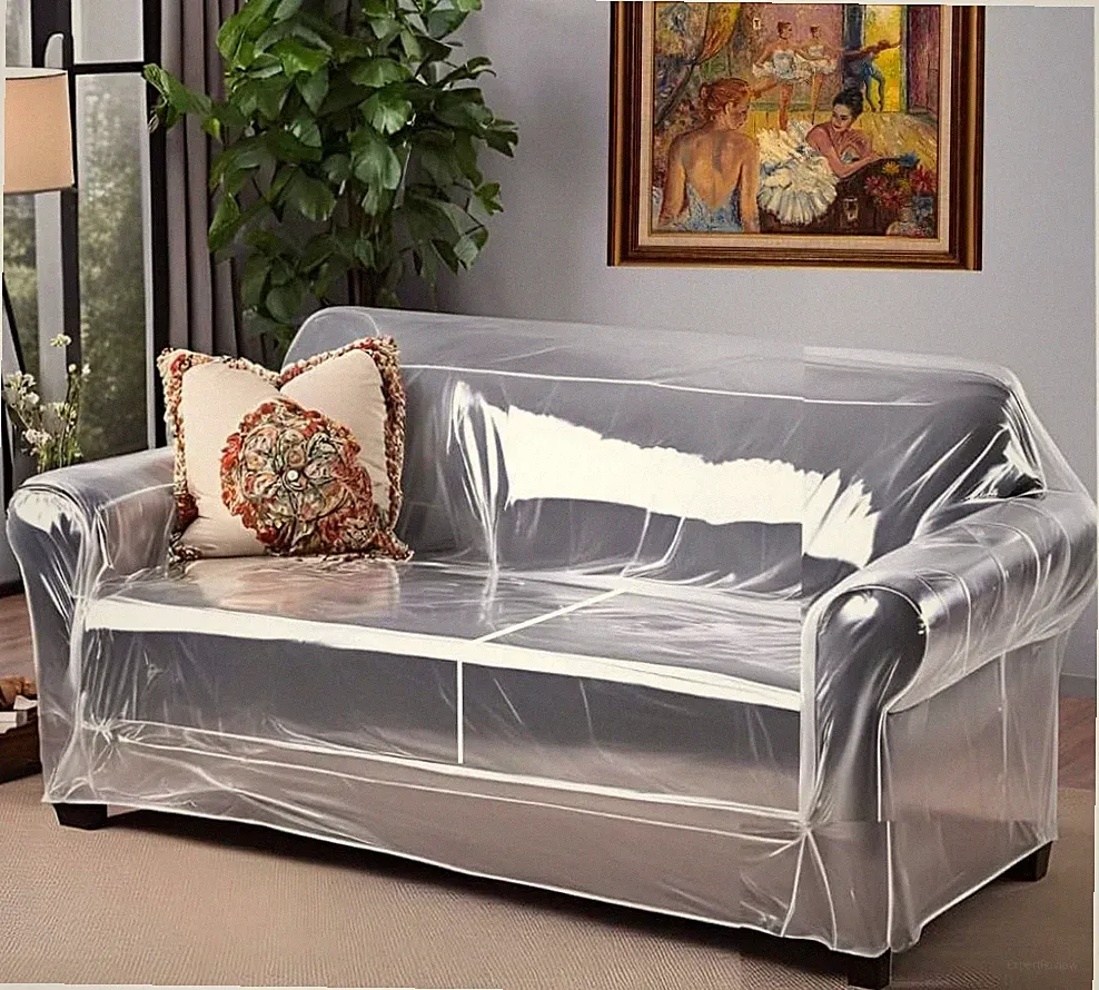 Clear Plastic Loveseat Cover - Thick Heavy Duty Vinyl 2 Seat Sofa Cover for P...