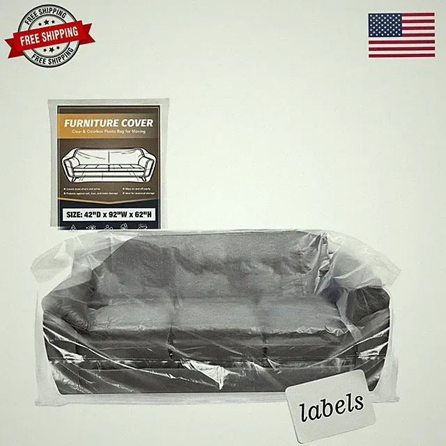 Clear Plastic Moving Sofa Couch Furniture Storage Covers | Extra Large 92x 62...