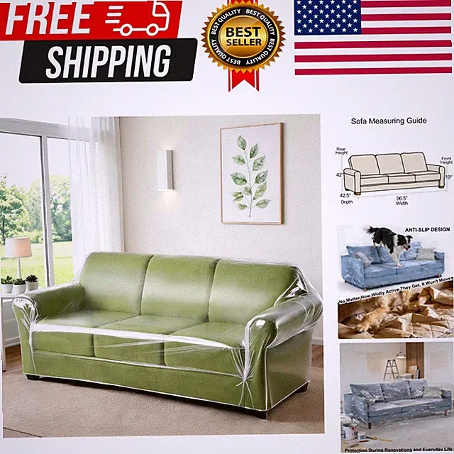 Clear Thicker Plastic Couch Cover for Pets, Heavy Duty Waterproof Shield Cat...
