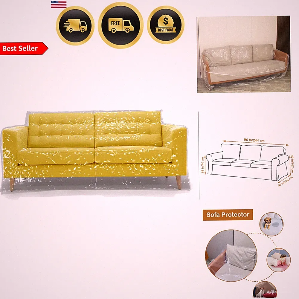 Clear Waterproof Couch Cover Heavy Duty Vinyl Sofa Protector for 3 Seat Sofa