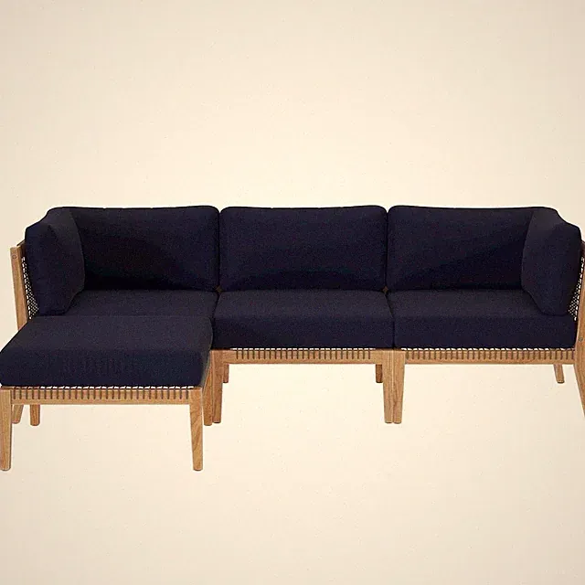 Clearwater 4-Piece Outdoor Patio Teak Wood Sectional Sofa