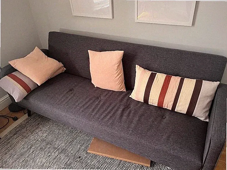 Click-clack sofa bed (Made). Charcoal grey