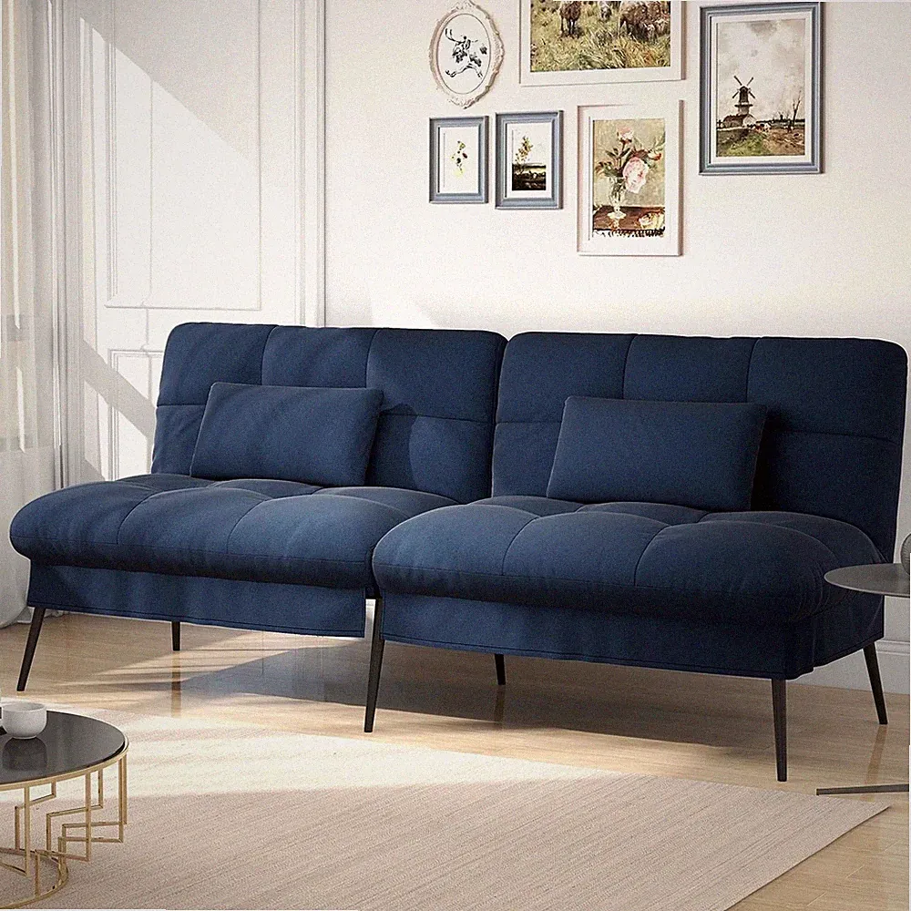 CLOUD Comfort Convertible Futon Sleeper Sofa Bed Lounger With Lumbar Pillows New