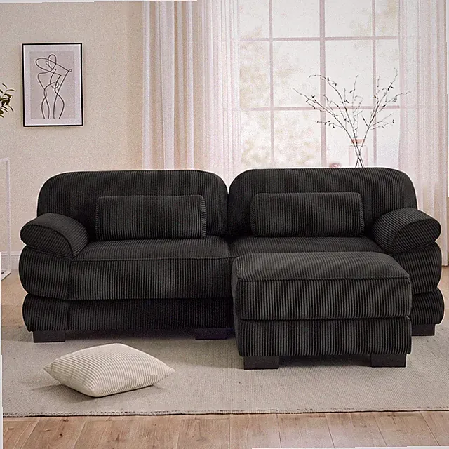 Cloud Couch 76.4 Inch L-Shaped Modular Sectional Sofa,2-Seater Sofa w/Ottoman