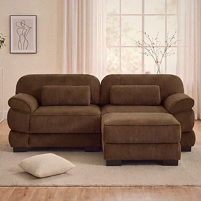 Cloud Couch 76.4 Inch L-Shaped Modular Sectional Sofa,2-Seater Sofa w/Ottoman,C