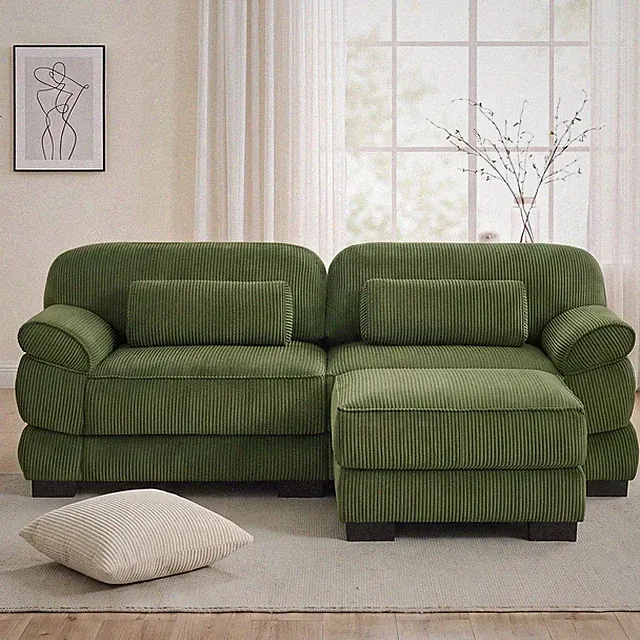 Cloud Couch 76.4 Inch L-Shaped Modular Sectional Sofa,2-Seater Sofa w/Ottoman,Co