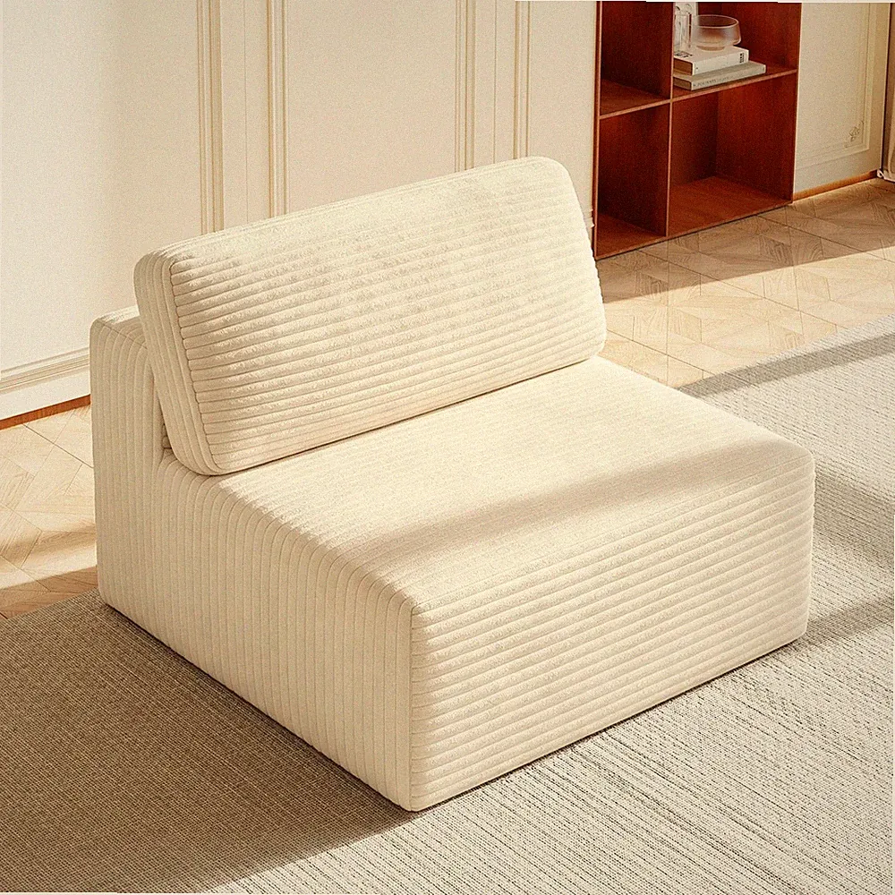 Cloud Couch Armless Chair Corduroy Spring Gel Cushion Deep Boneless No Assembly
