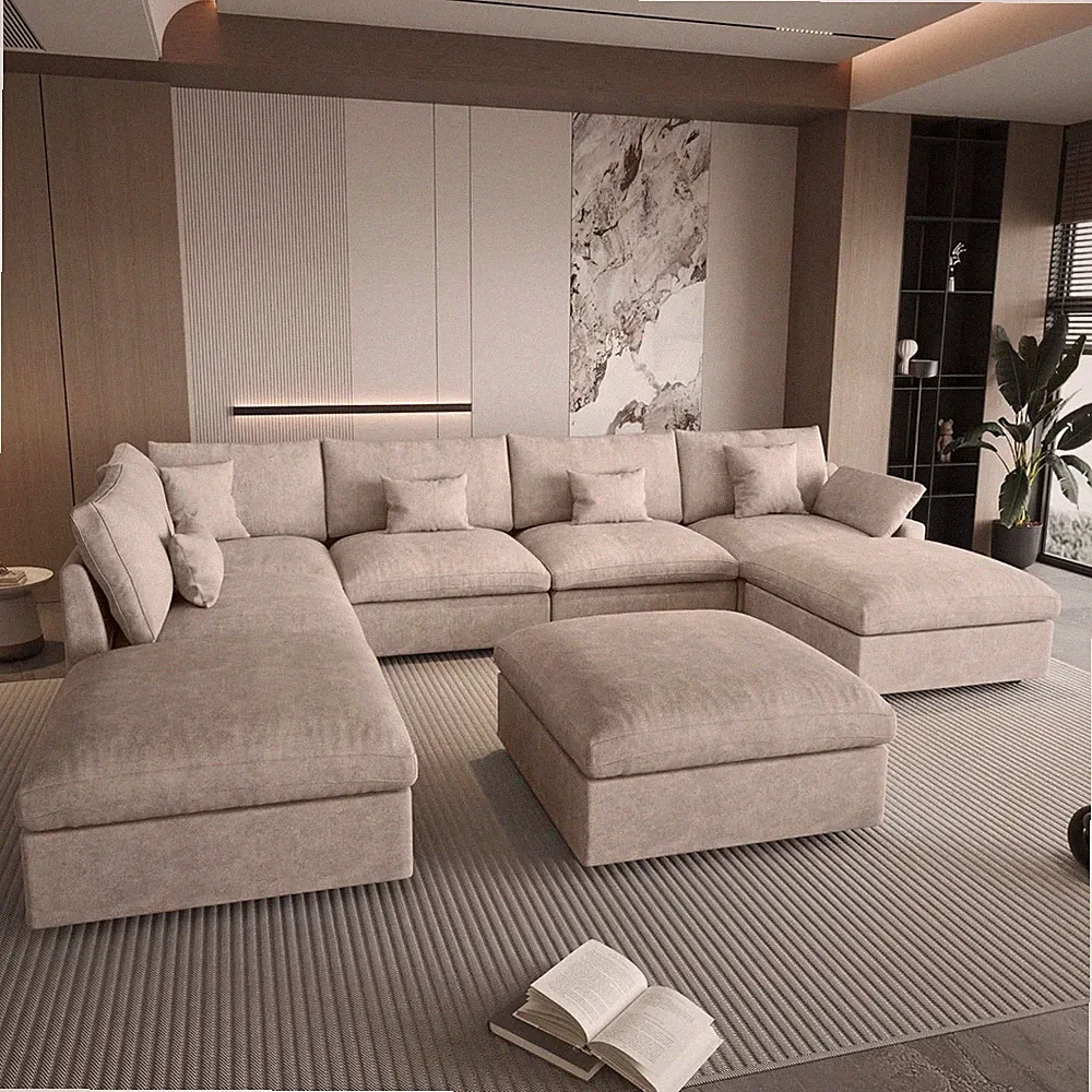 Cloud Couch for Living Room,190" U Shaped Modular Sectional Sofa with Ottoman,Do