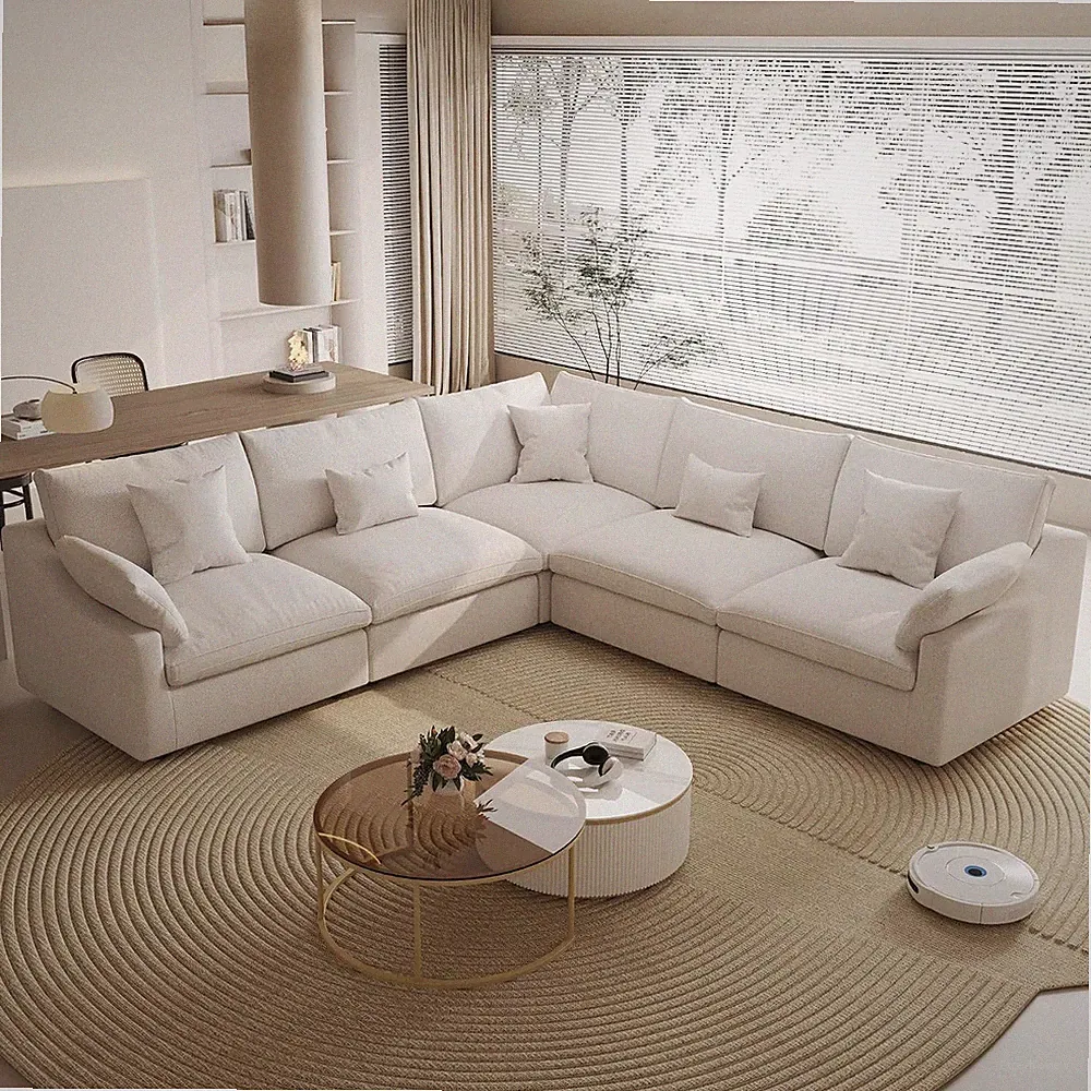 Cloud Couch Modular Sectional Sofa,119Inch V Shaped Sofa,Down Filled 5 Seater Co