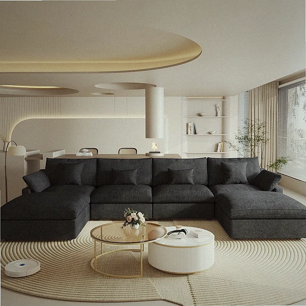 Cloud Couch Modular Sectional Sofa, 156" U Shaped Couch, Oversized down Filled C