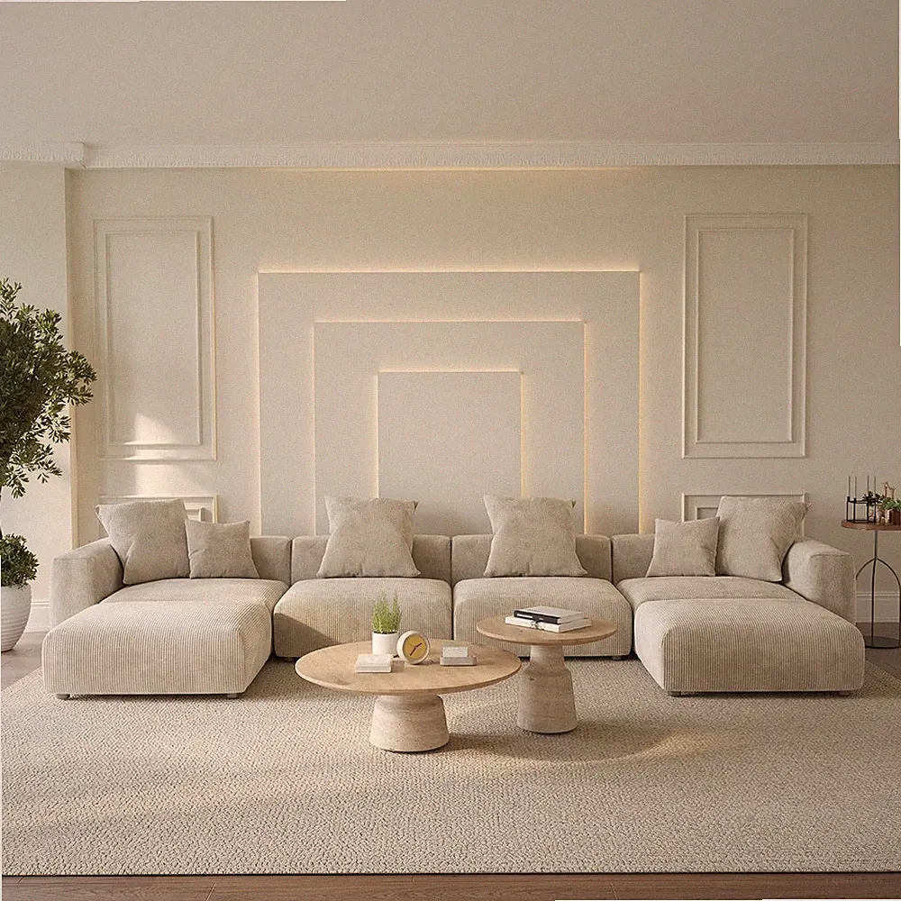 Cloud Couch Modular Sectional Sofa,181.1Inch U Shape Couch,Oversized Corduroy Co